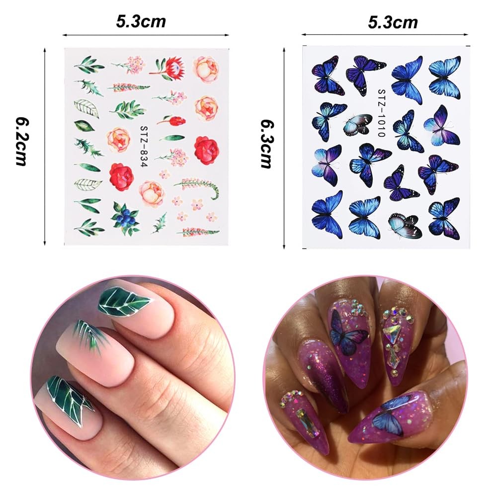 78 Sheets Butterfly Nail Art Stickers Water Transfer Nail Decals for Women New