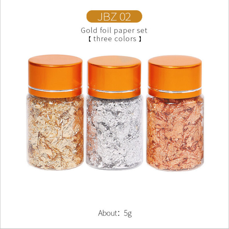 3 Colors Foil Flakes Nail Art Decor Set Gold Silver Gilding DIY Craft 3g/5g/10g
