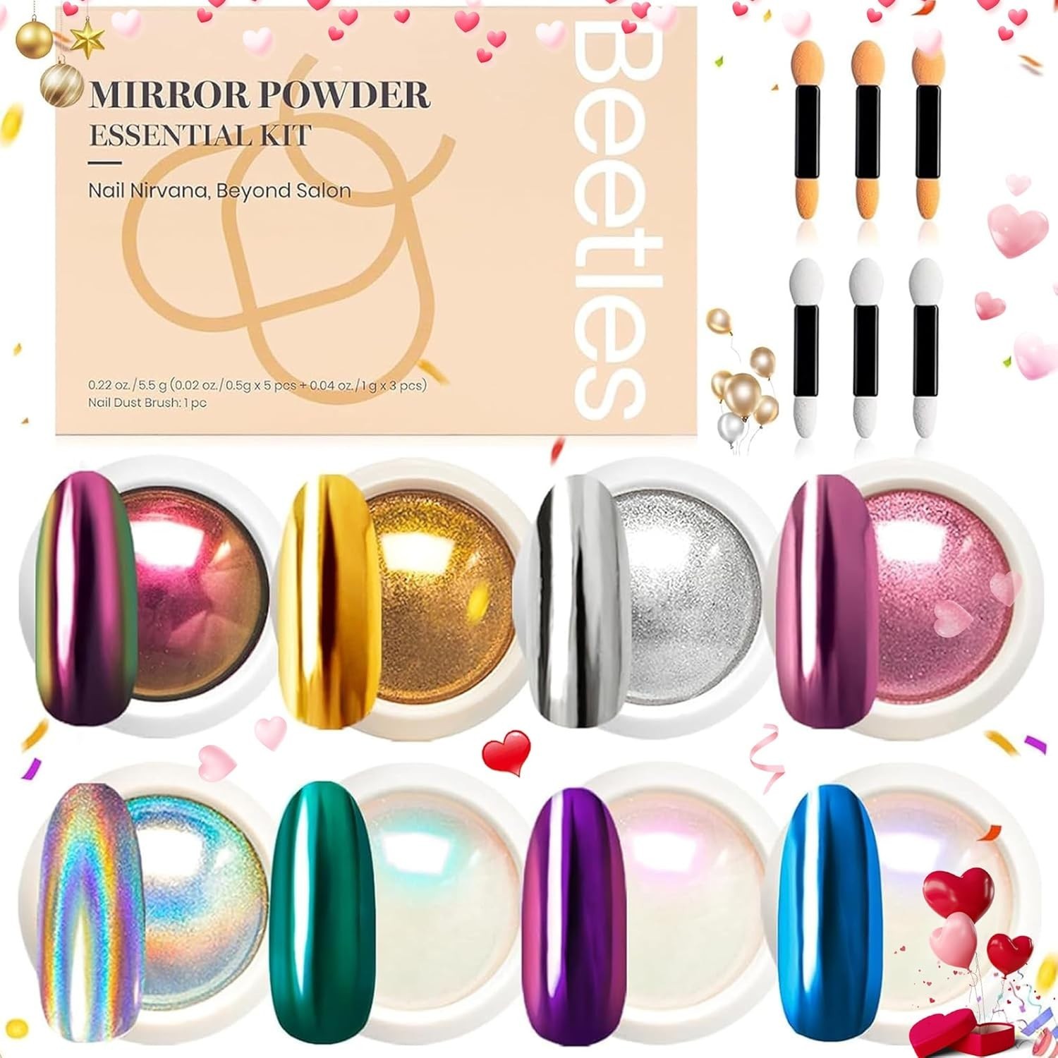 Glamorous 8-Color Chrome Nail Powder – Holographic Manicure Decoration Gift