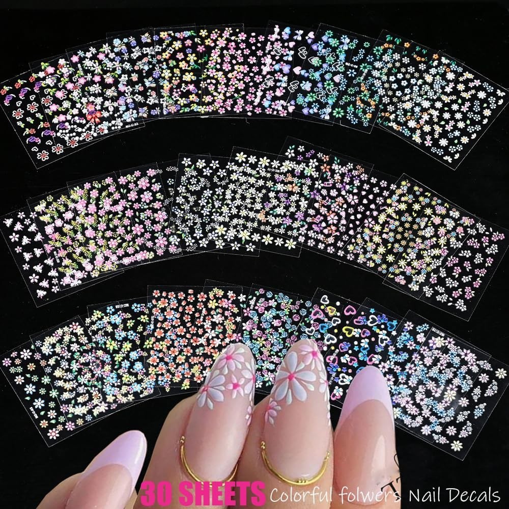 102 Sheets 5200 Pieces 3D Floral Nail Art Stickers & Storage Book – Rhinestone D