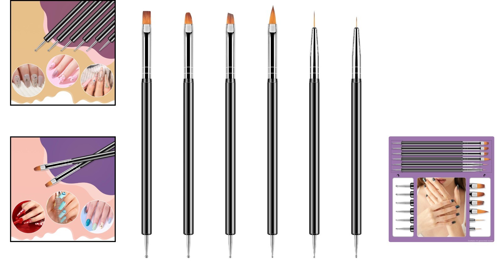 6PCS Nail Art Dotting Tools Kit | Professional Double-Ended Brushes for Detail