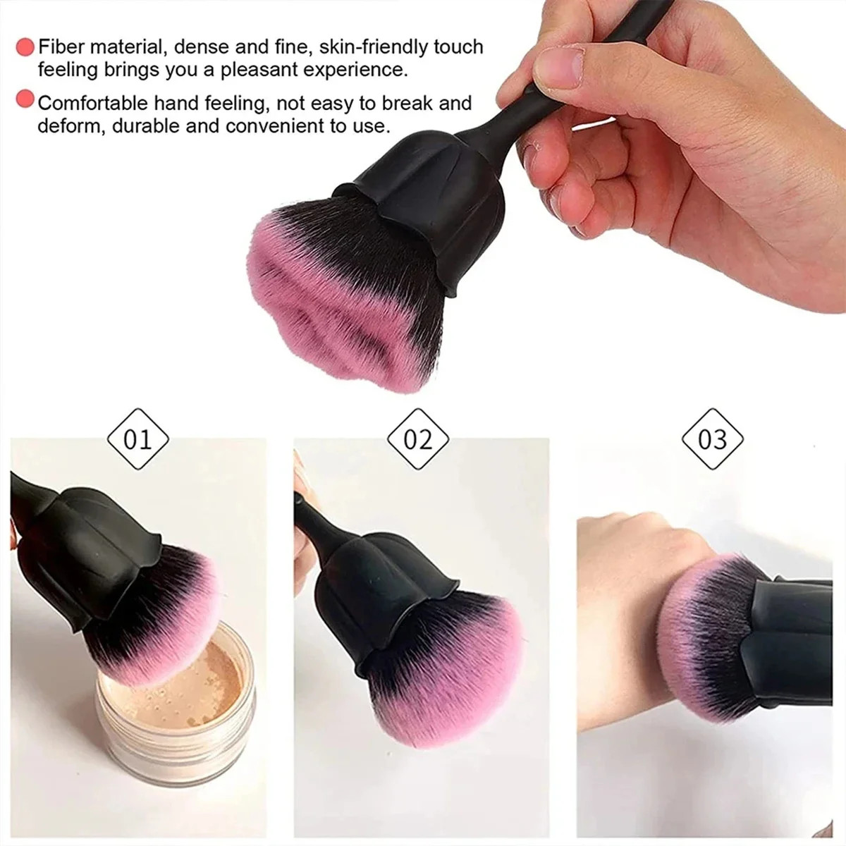 Flower Rose Nail Art Brush Remove Nail Dust Brushes Acrylic UV Gel Polish Powder
