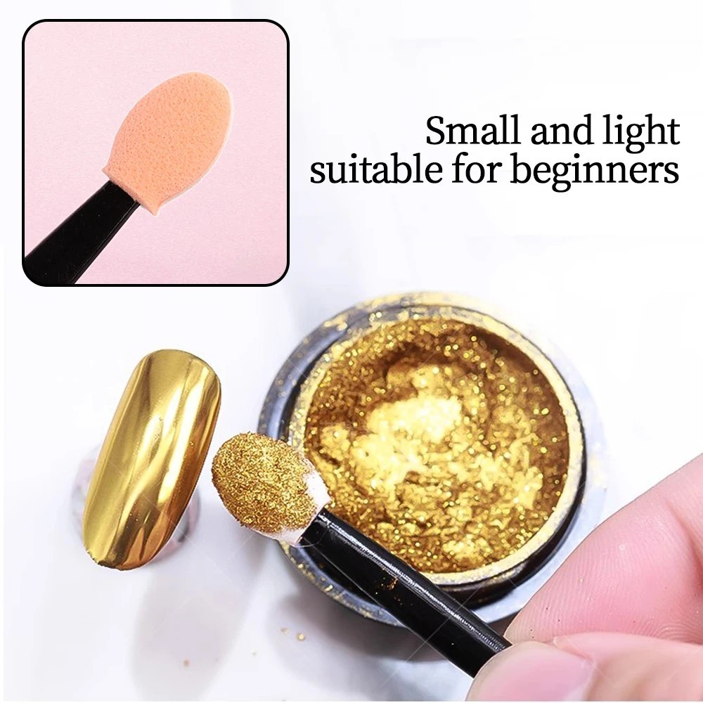 50PCS Nail Powder Sponge Brushes Double Sided Chrome Pigment Applicator