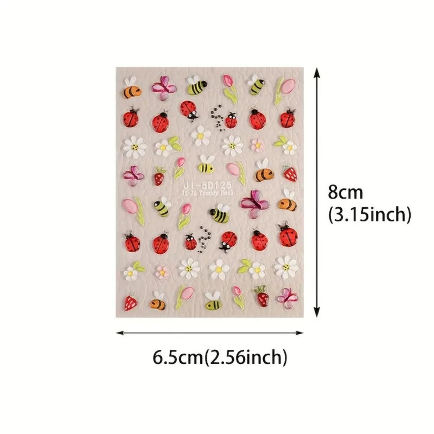 5D Cute Bee Floral Nail Stickers-3D Self Adhesive Cartoon Ladybug Butterfly S…