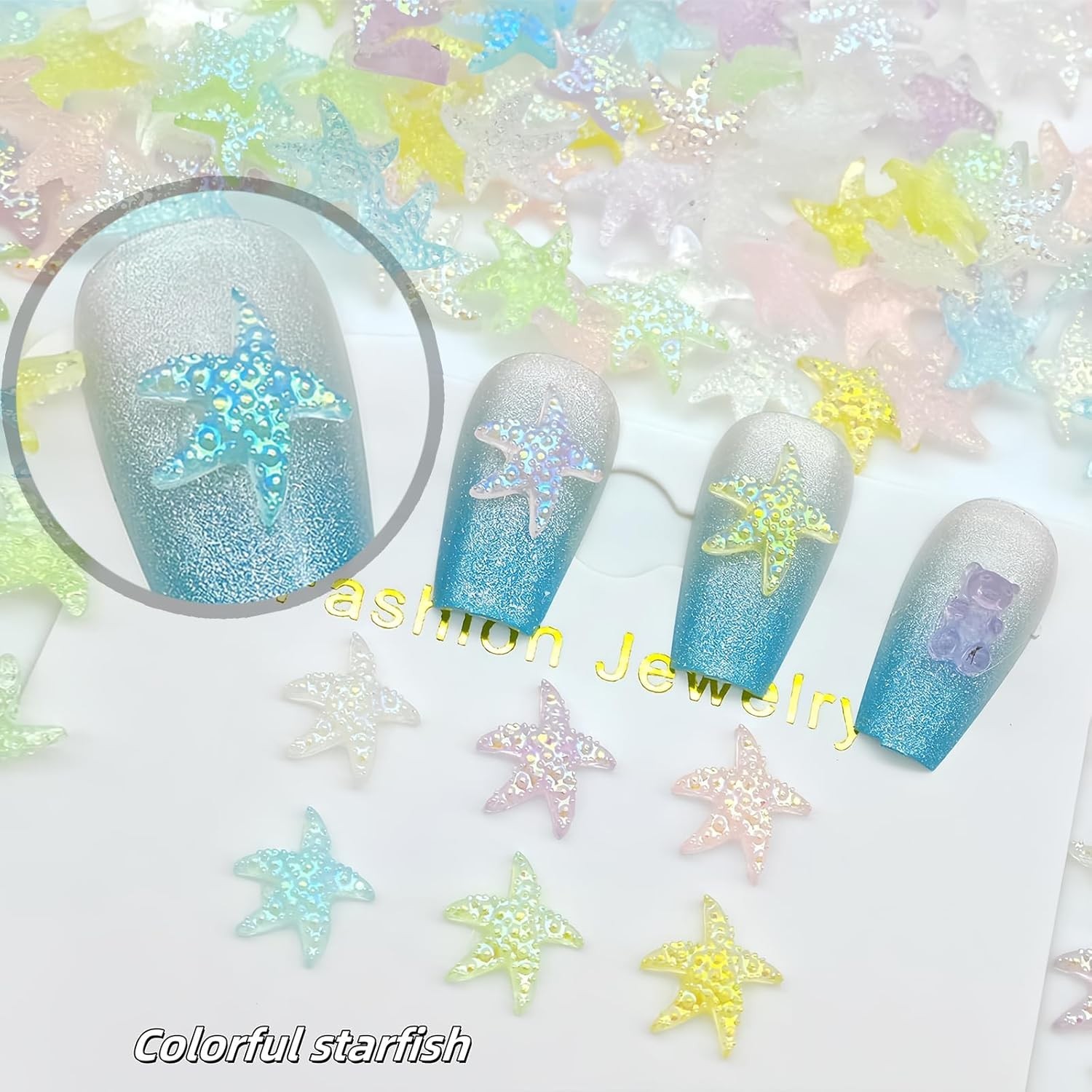 Versatile 100Pcs Starfish Nail Charms – Perfect for Nail Art and DIY Crafts