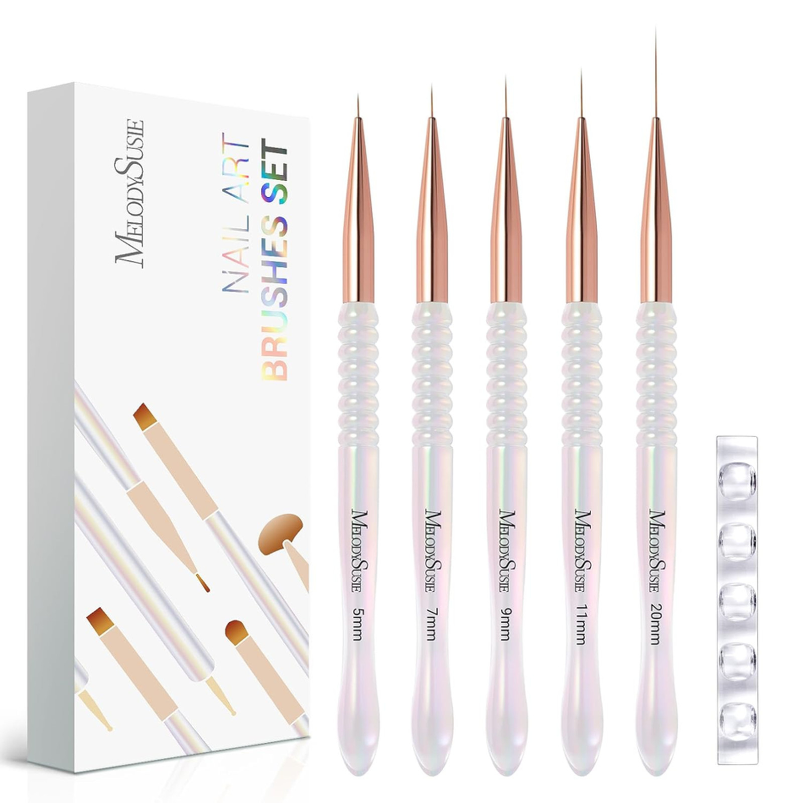 Nail Art Liner Brushes Set with Holder, Gel Polish Drawing Pen, Thin Long Line