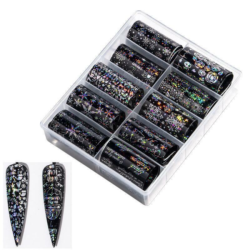 Nail Foil Transfer Decals – New – Black Winter Print – Transfer Foils