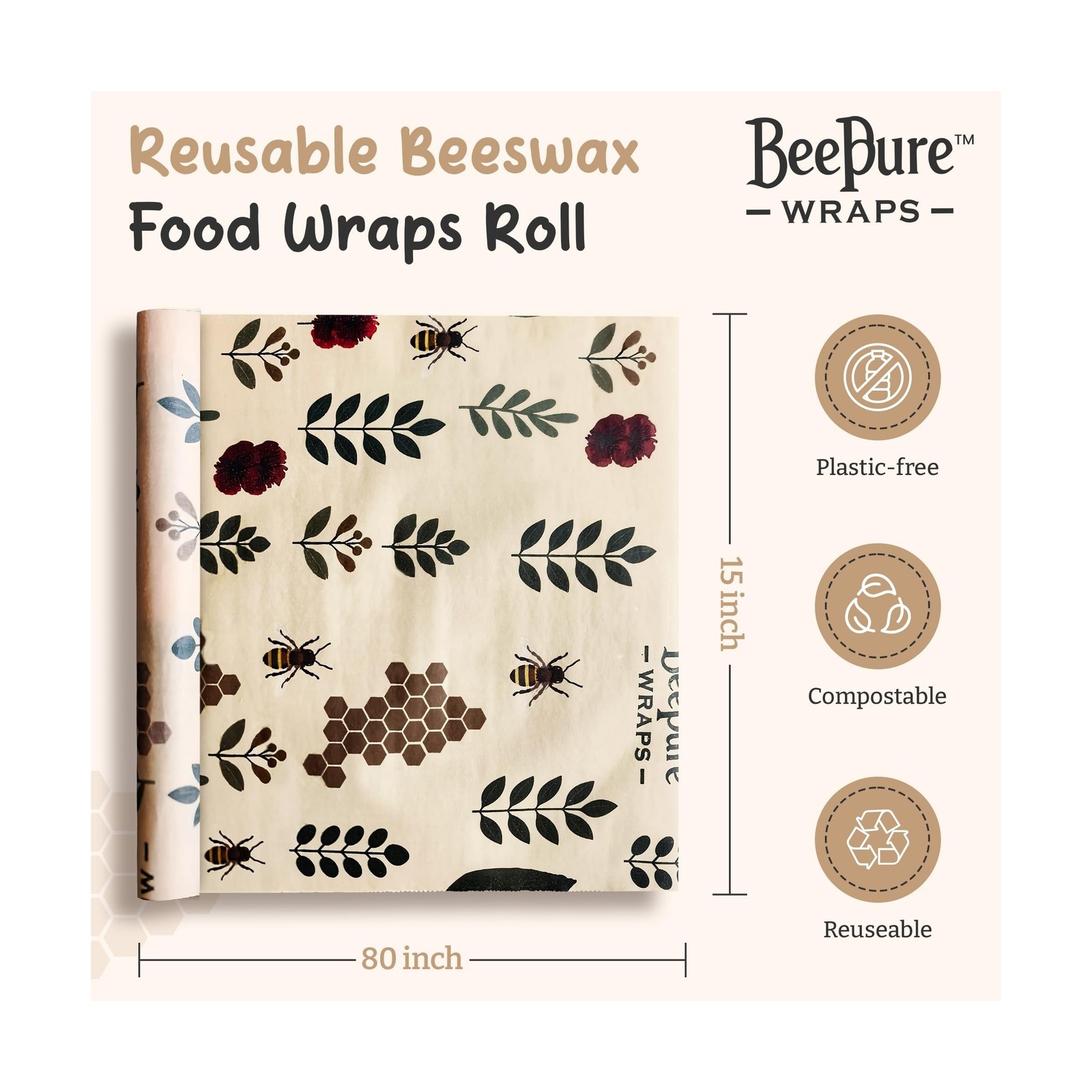 BeePure Reusable Beeswax Food Wrap – Eco-Friendly, Sustainable … FAST USA SHIP