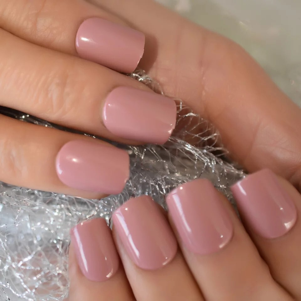 24 Short Blush Pink Press on nails glue on kit Mauve