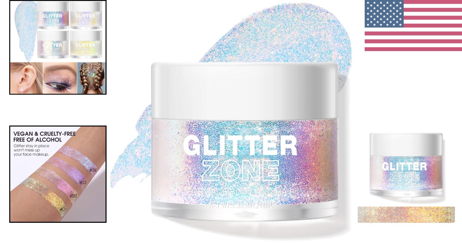 Stunning Golden Ocean Holographic Glitter Gel – Cosmetic Sparkle – 1.35 oz