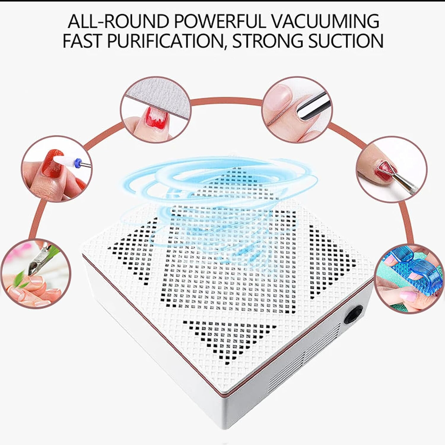60W Desktop Electric Nail Dust Collector w/ Filter Strong Power Low Noise