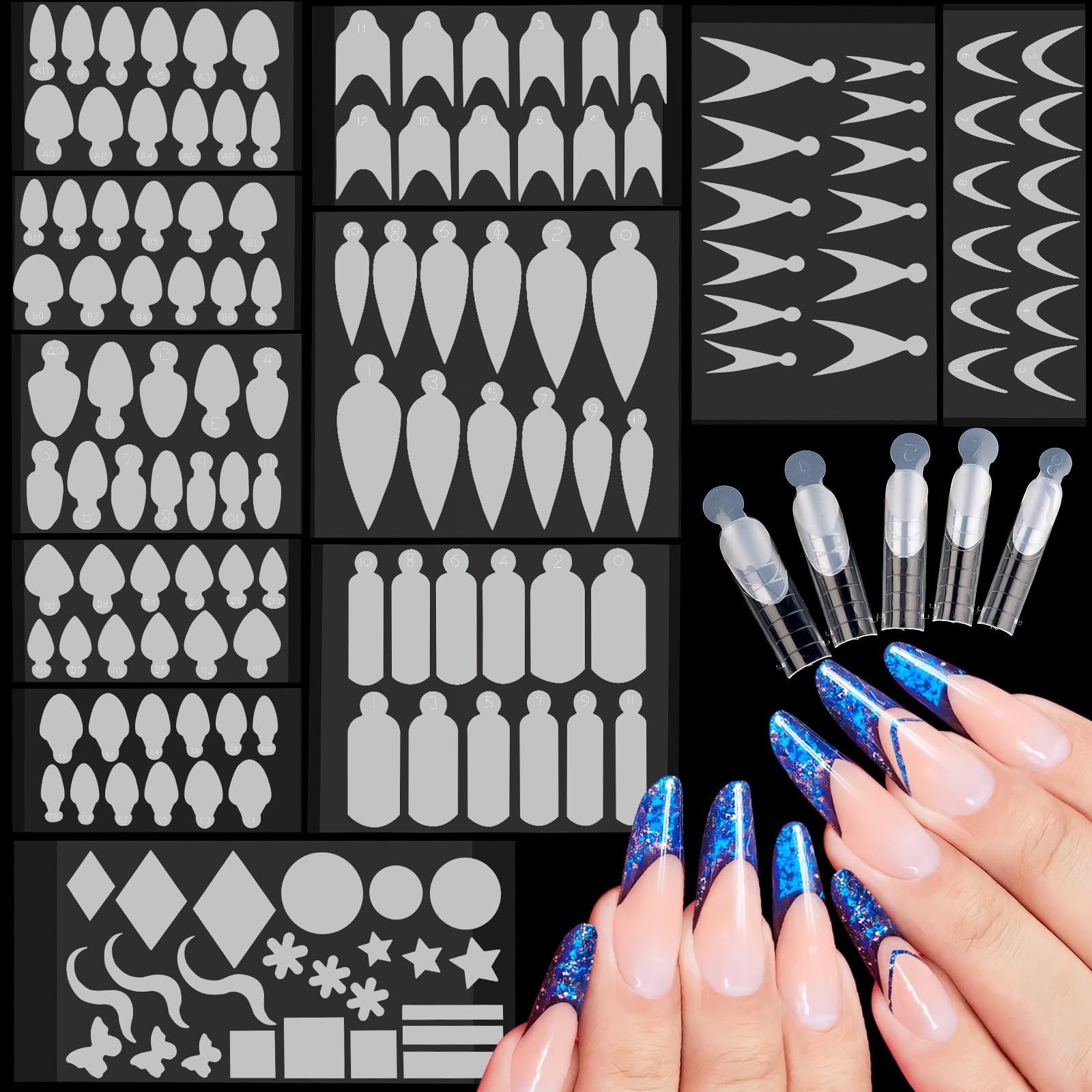 EBANKU French Nail Forms, 144 PCS Silicone Tip Stickers for Dual Clear