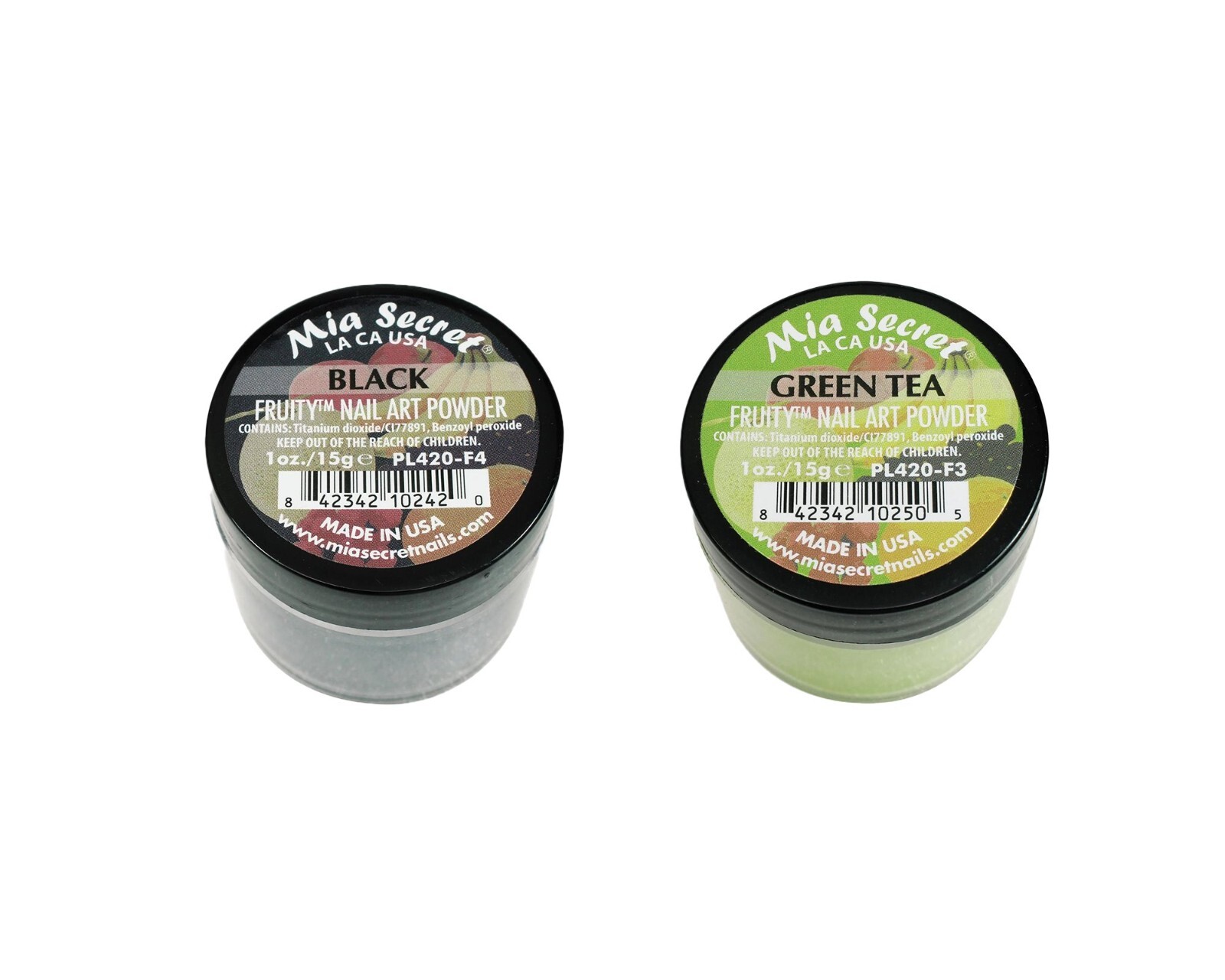 MIA SECRET Nail Art Powder Black & Green Tea- 1 oz Combo