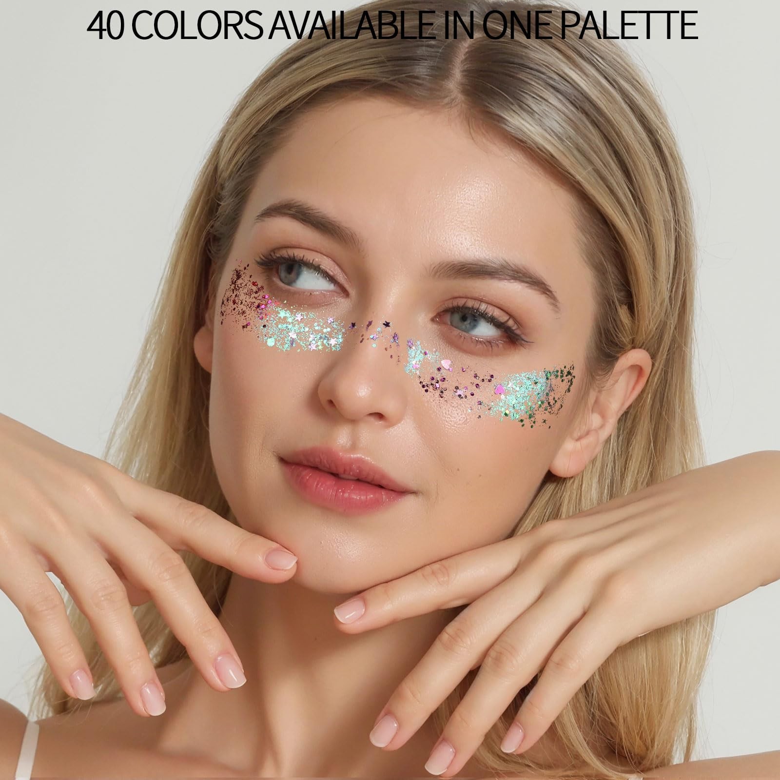 FANDAMEI 40 Colors Face Glitter, Paint Glitter Gel – 40 daylight colors
