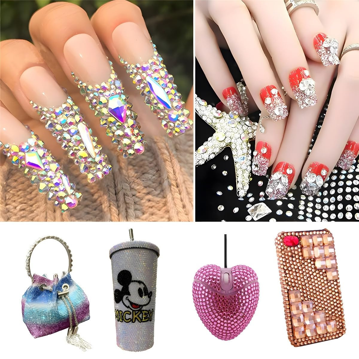 Flatback Rhinestones round Gems for Nails Art and Crafts 4000Pcs SS6 2Mm Glitter