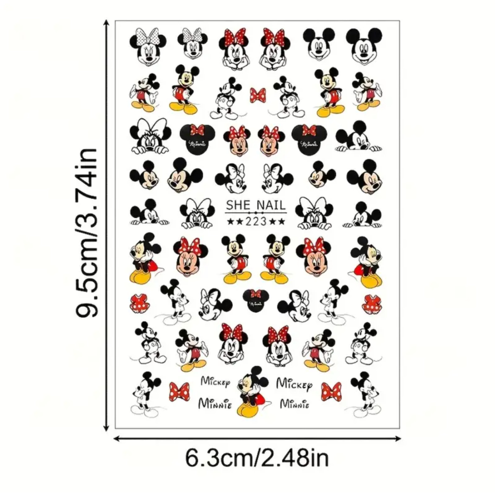 3D Cartoon Nail Stickers – Cute Mickey & Minnie Mouse Nail Art Decals – Self-Adh