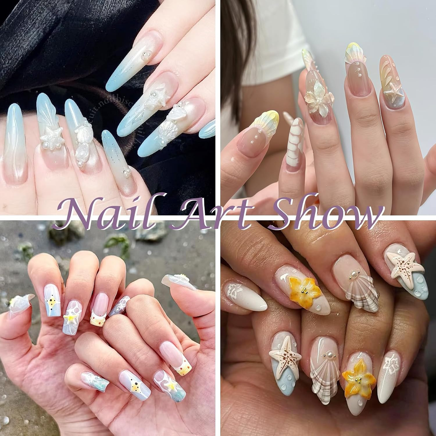 4Pcs Ocean Silicone Nail Art Molds Multiple Mermaid Starfish Nail Mold | Reusabl