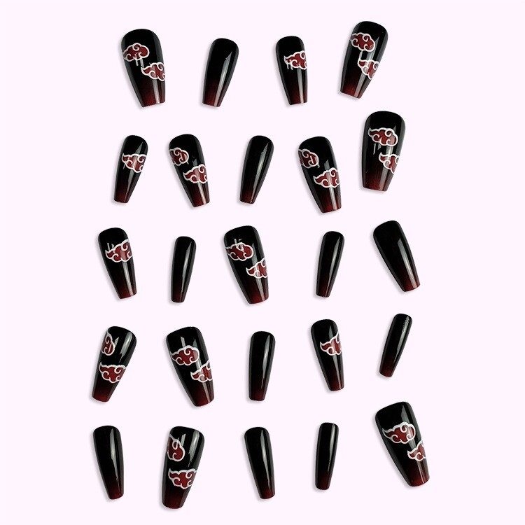 Anime nails: Naruto-Inspired Press-On Nails|Akatsuki nails|naruto theme nails|