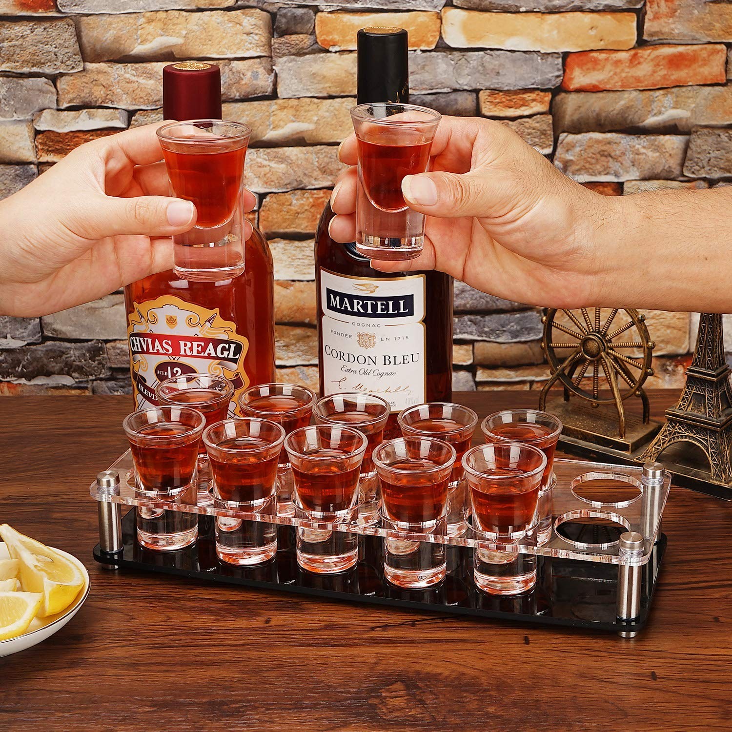 D&Z 1 Ounce Shot Glass Set with Tray, 12 Shot Glasses for Tequila/Vodka/Whisk…