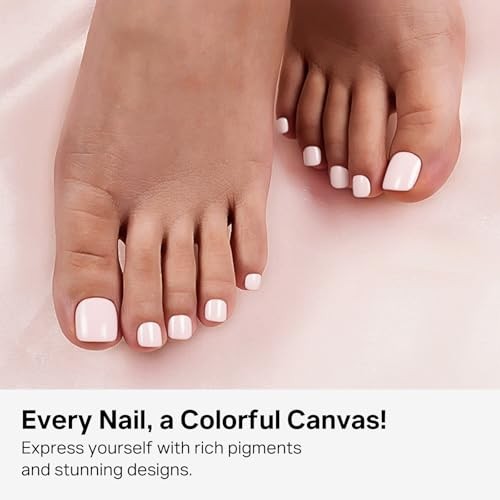 Semi Cured Gel Nail Strips, 32Pcs Toenail Stickers Wraps | Pedicure Nude