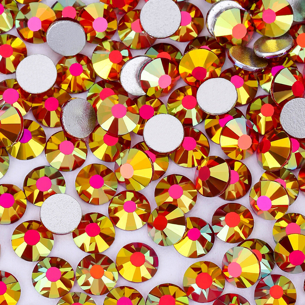 1440 Gold Rim Dazzle Flat Back Crystal Rhinestones Round Gems for DIY Decoration