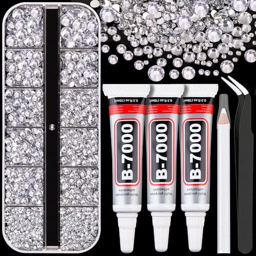 Resin Rhinestones for Crafting with 1 Small Pack with Glue 01 Silver Clear