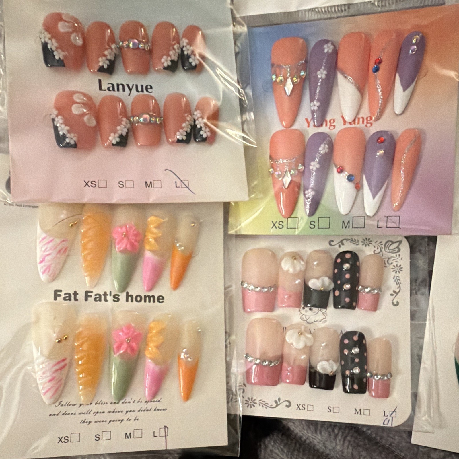 Set of 6 pre-designed large nails