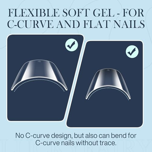 XXL Long Half Cover Coffin Nails Tips, 240 Pcs Clear Gel x XXL Half Coffin