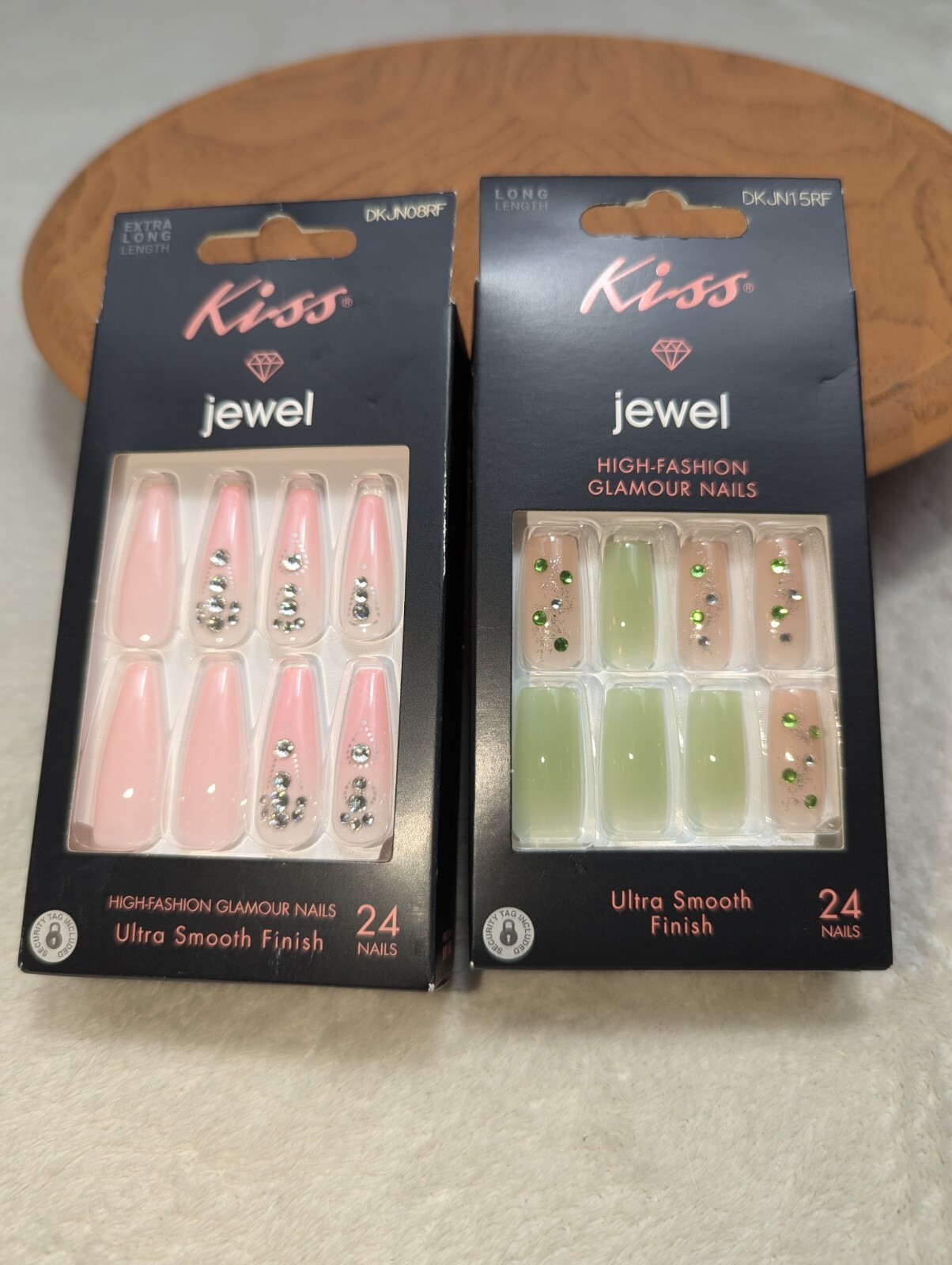 Kiss Jewel High Fashion 2 BOXES Glamor Nails Long& Extra Long Sparkly Jewels NIB