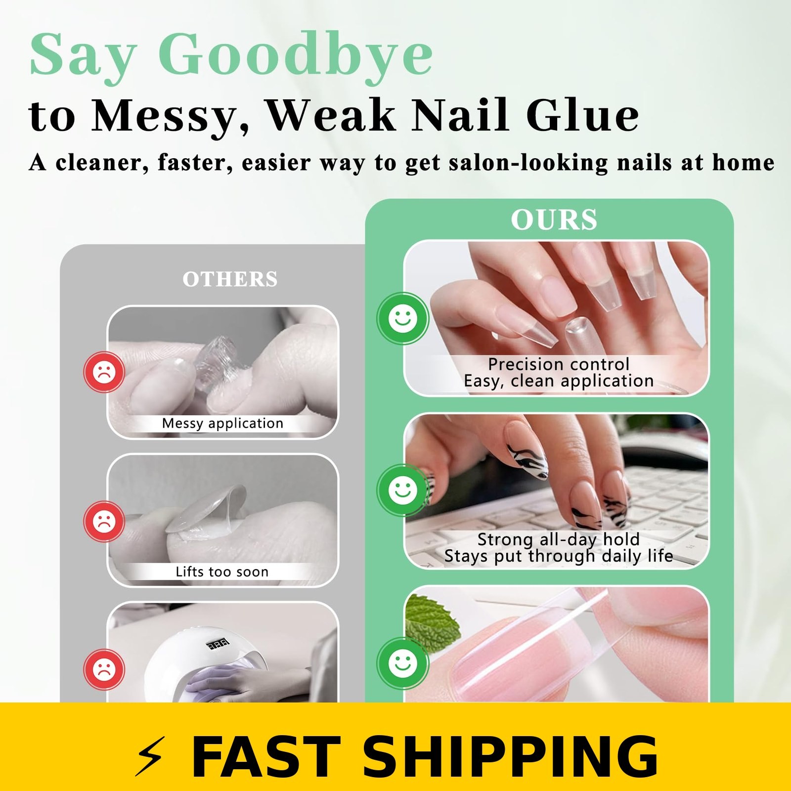 LEYKOSH Nail Glue for Press Ons – Fast-Drying 28+ Days