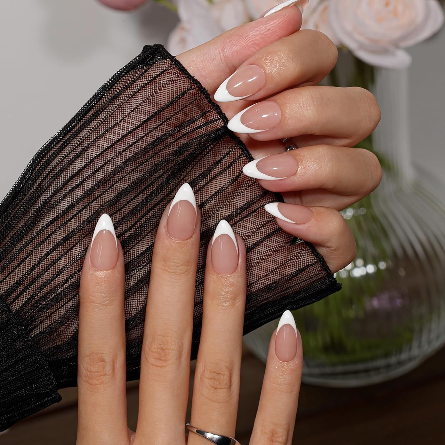 KQueenest Dusty Pink Press On Nails – Short Almond Acrylic Fake Nails w/ Glue