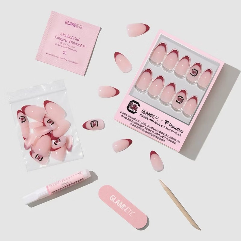 South Carolina Gamecocks Press-On Nails: 30 Pieces, Almond Shape, Gloss Finish