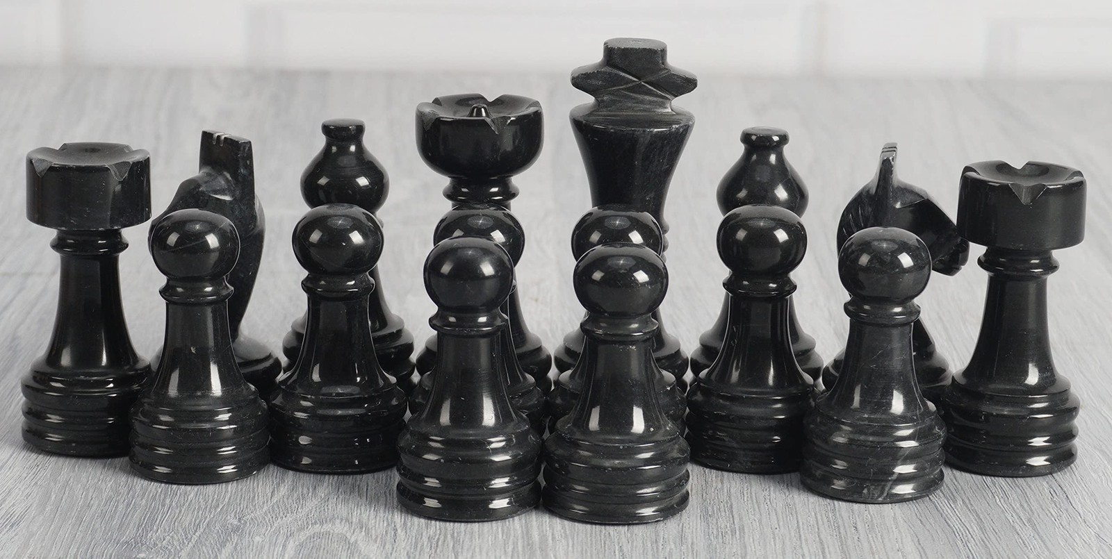 Radicaln Marble Chess Figures 3.5” Inches 3.5 Inches, Black and Marinara