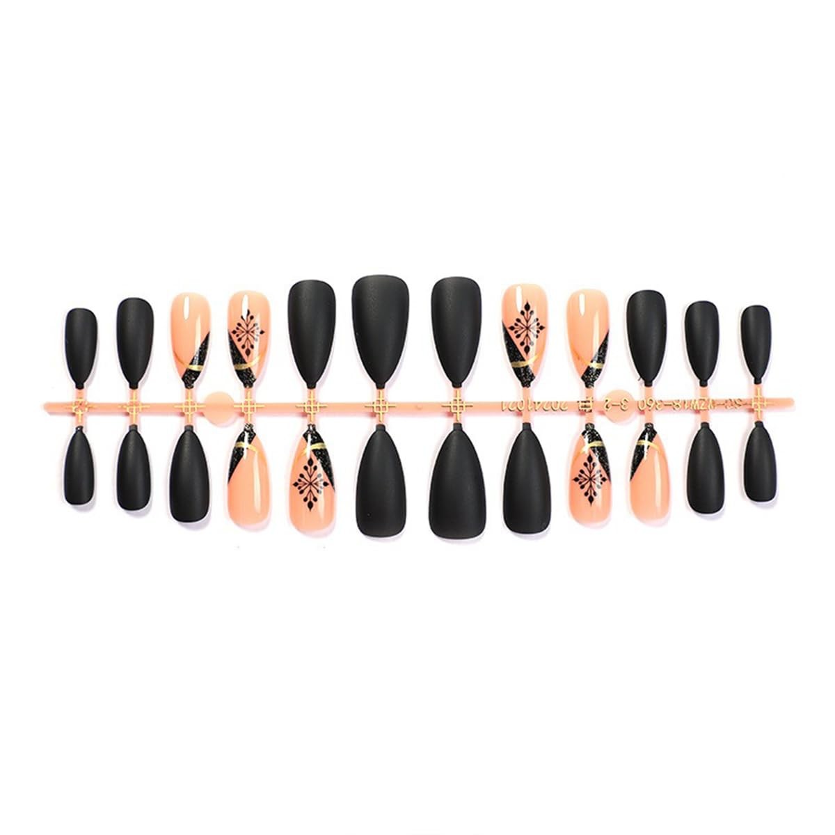 Winter Press on Nails Medium Almond French Tip Fake Nails Black Matte Solid C…