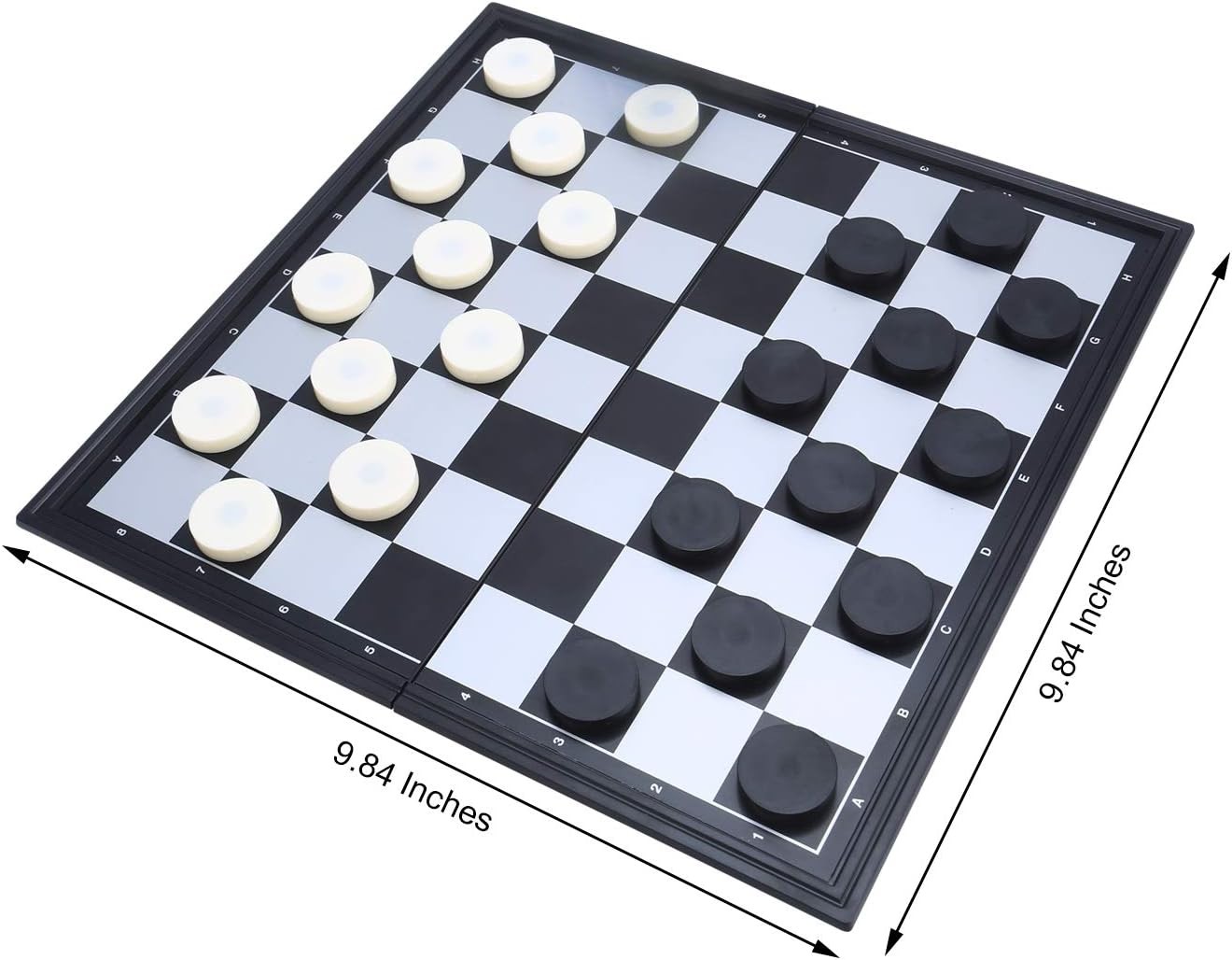 Magnetic Travel Checkers Board Game Set with Folding Family…