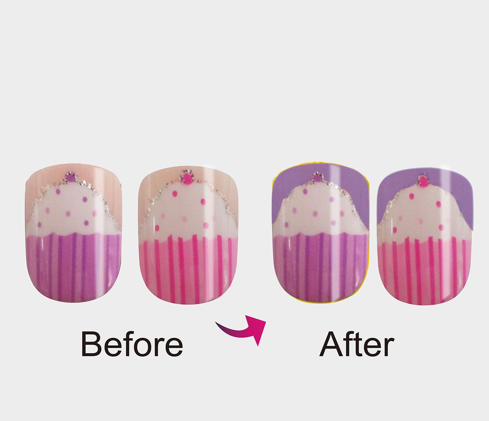 5PACK 120tips Artificial Preglued Junior Sticker Nails For (Color Changing)