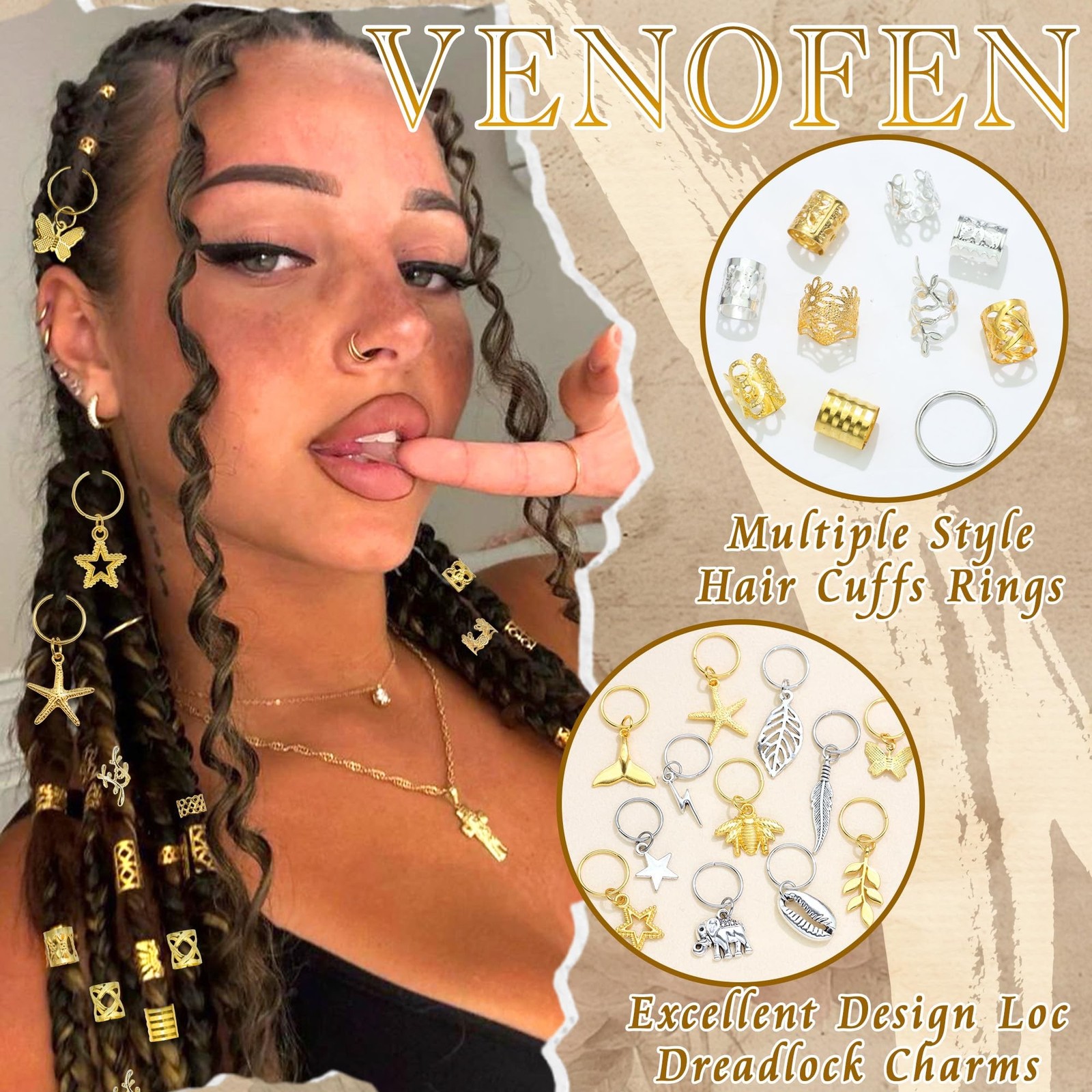 292PCS Hair Jewelry for Braids Gold Silver Loc Charms Dreadlock Braids Clips …