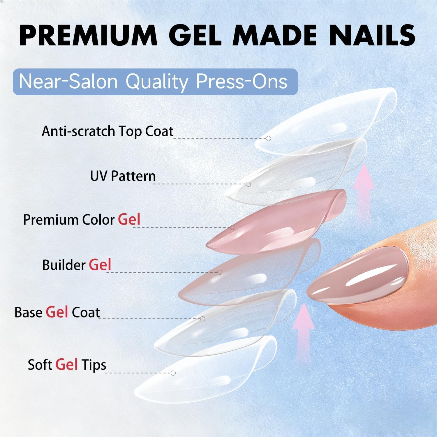 SXVME Chrome Press on Nails Almond, 0.04 Fl Oz (Pack of 24), pure nude