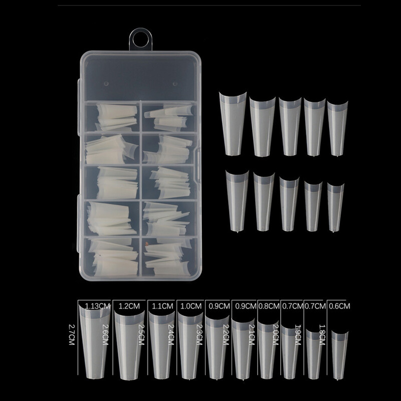 100pcs/case Flat French Half Cover Artificial Fake False Nail Tips 10 Sizes