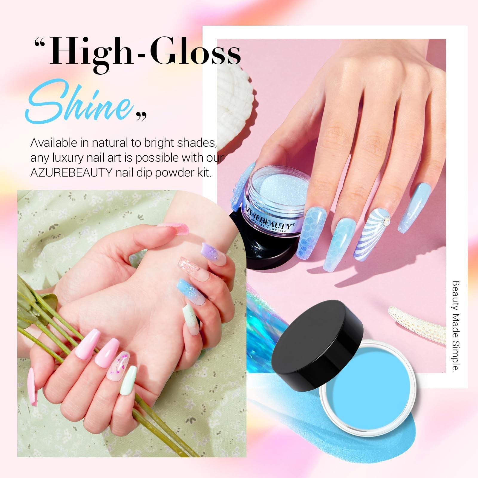 AZUREBEAUTY Dip Powder Nail Kit with Electric Nail Drill 24 Colors Spring Sum…
