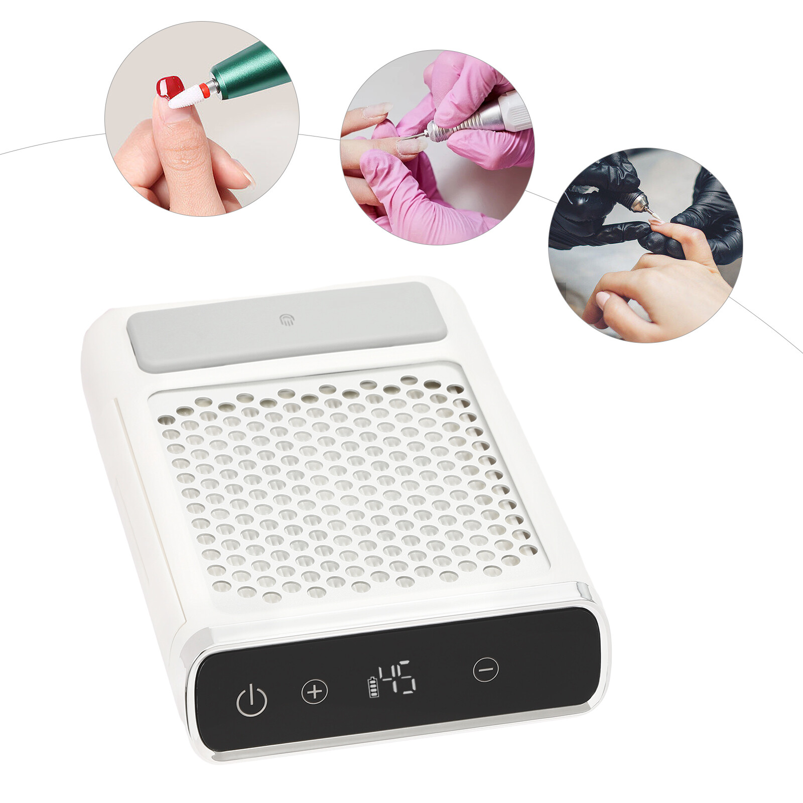 80W Nail Dust Collector LCD Touch 0–4500 RPM Adjustable Corded With Battery