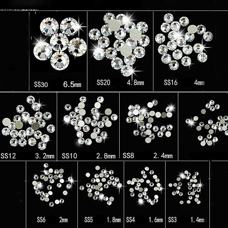 1440pcs Crystal 3D Nail Art Rhinestones FlatBack Glitter Diamond Tips Decoration