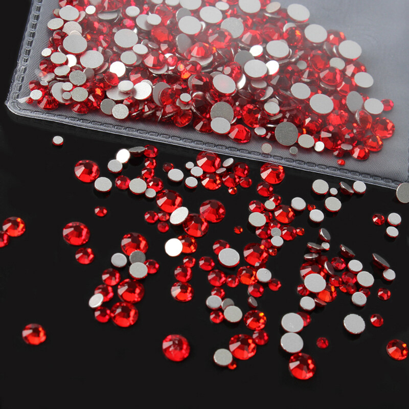 Light Siam Flatback Glass Rhinestones Crystals Non-HotFix Glitter Stones
