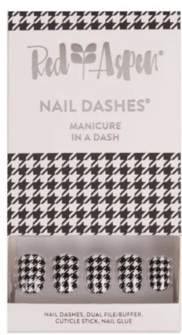 Red Aspen RELEASE THE HOUNDSTOOTH ELANOR Short Square PressOn Nail Dashes