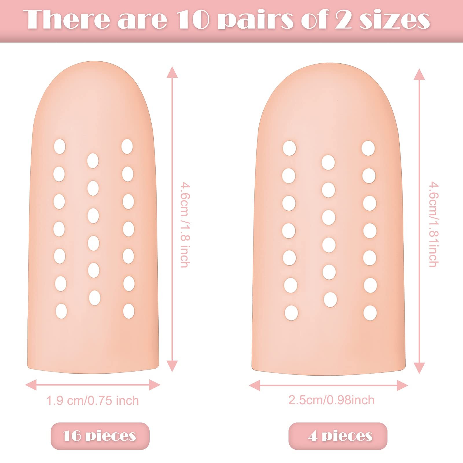 20Pcs Silicone Gel Finger Cots Breathable Finger Protectors for Finger Cracking