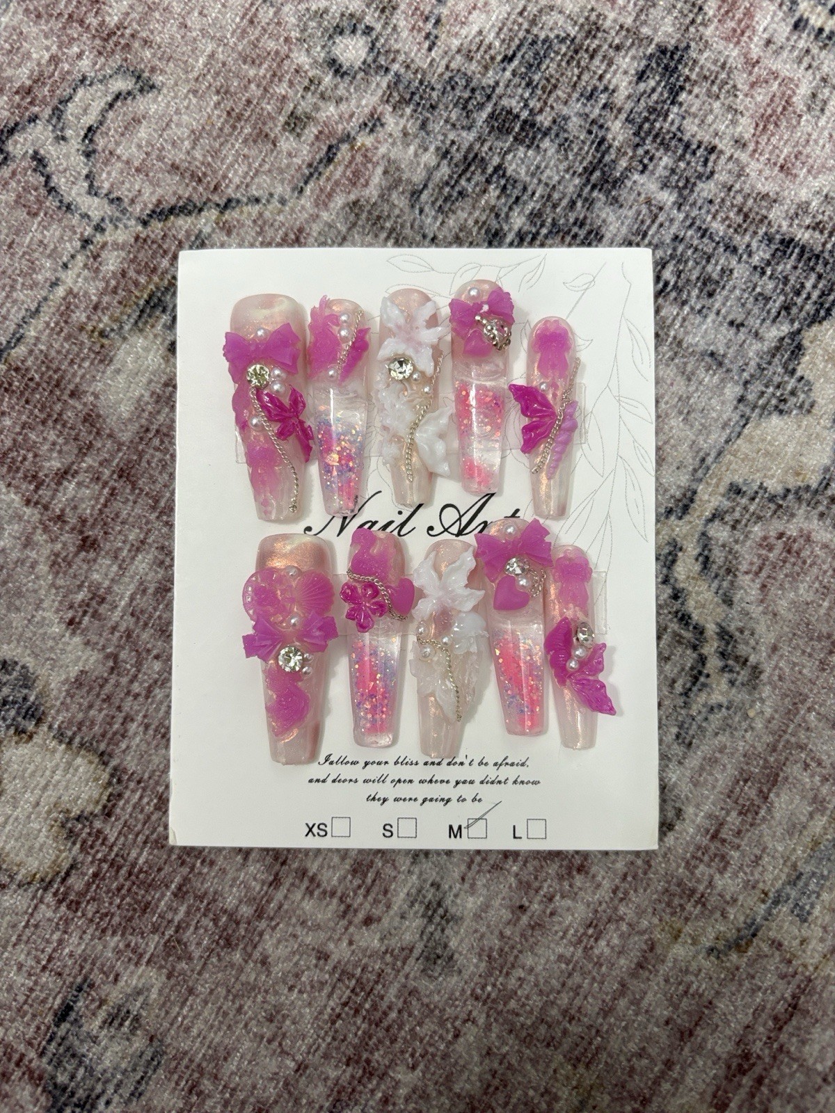 Pink And White Medium Press On Water Nail