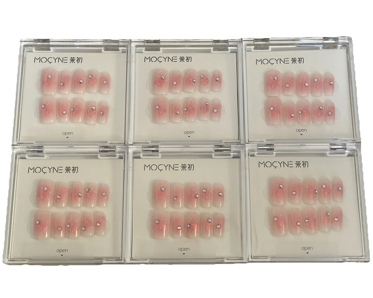 6 Sets MOCYNE Medium Square Pink Glitter Rhinestones with Hearts and Sprinkles