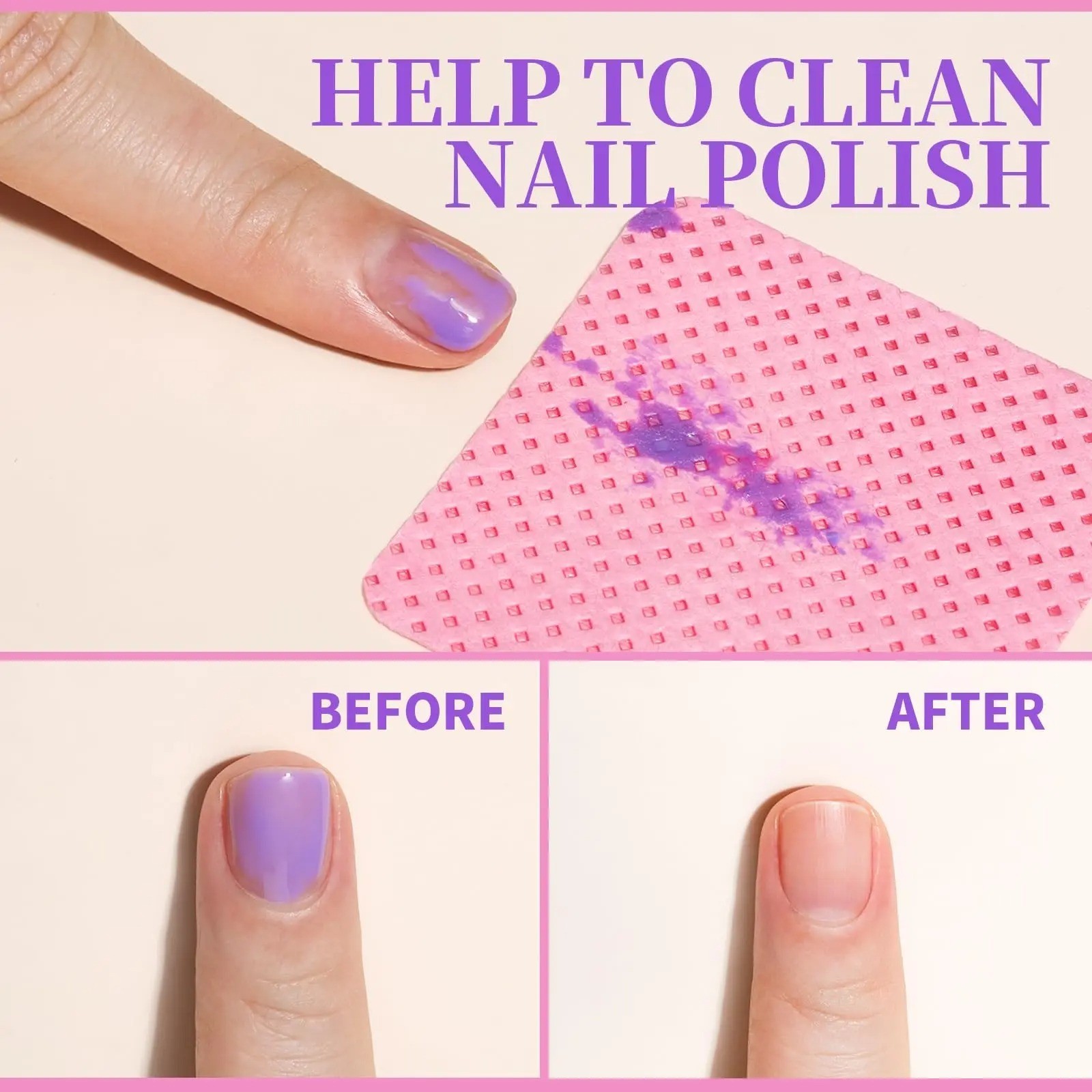 Lint Free Nail Pads – 200 Pcs Gel Cleaning Wipes for Salon Use – Pink