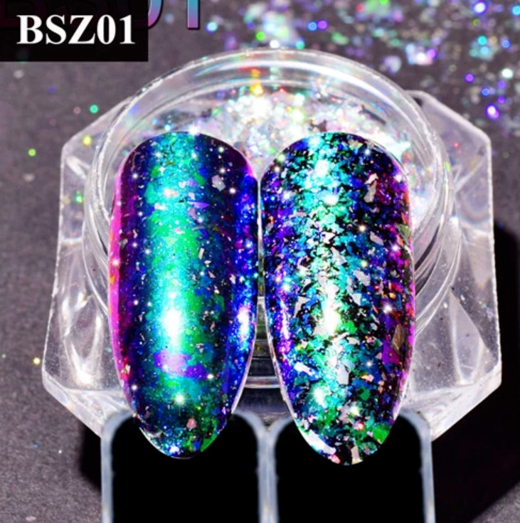 Aurora Chameleon Nail Flakes Holographic Shining Nails Powder Dazzling Sequins