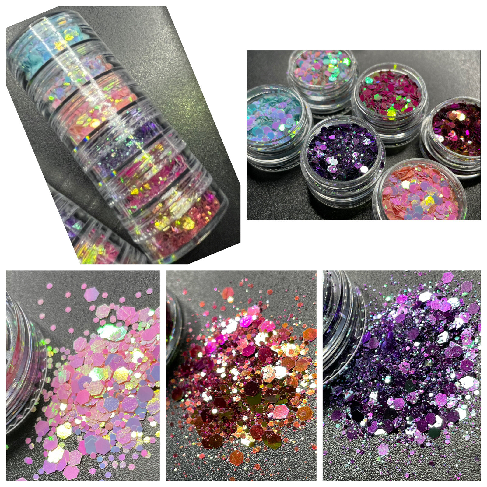 Nail Art Decoration Glitter Iridescent Sequins Laser Foils Flakes Nail Tips